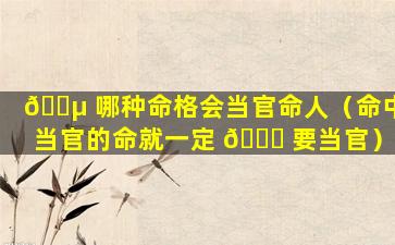 🌵 哪种命格会当官命人（命中当官的命就一定 🐈 要当官）